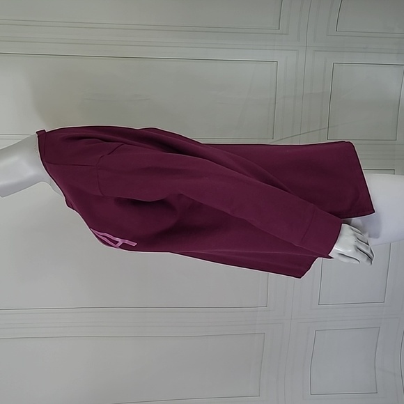 Victoria's Secret Sport SZ M Sweatshirt Plum Spell Out Athleisure Back Cut Out - Picture 4 of 10